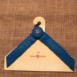 Lindsay Phillips Switch Flops Blue Ruffled Ribbon
